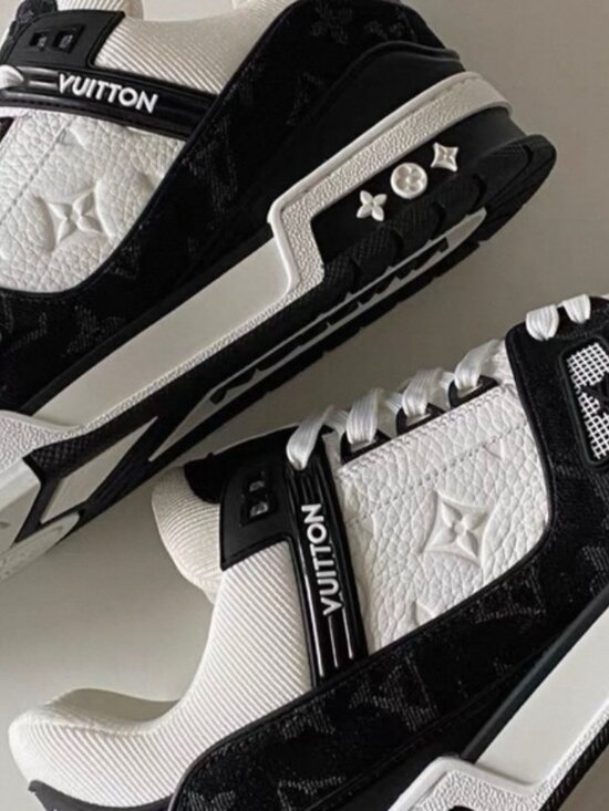 Louis Vuitton Black and White LV Trainer Sneakers